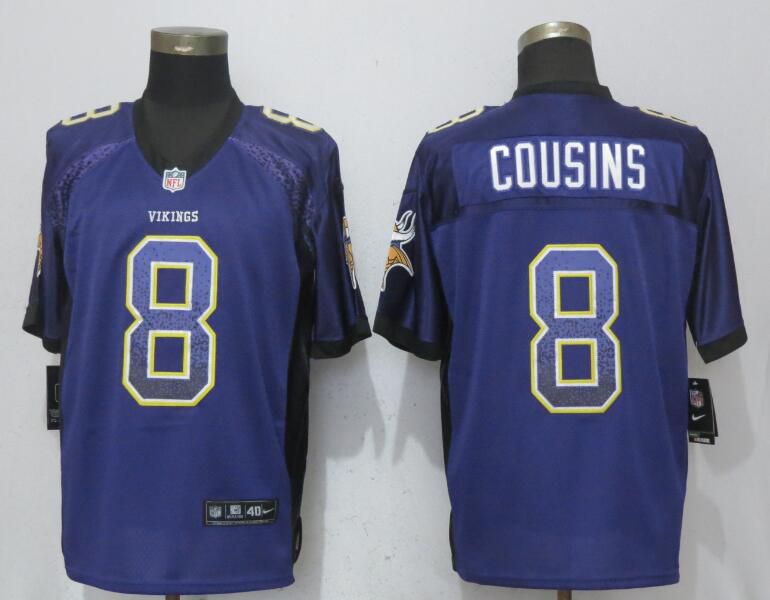 Men Minnesota Vikings #8 Cousins Drift Fashion Purple Elite New Nike NFL Jerseys->->NFL Jersey